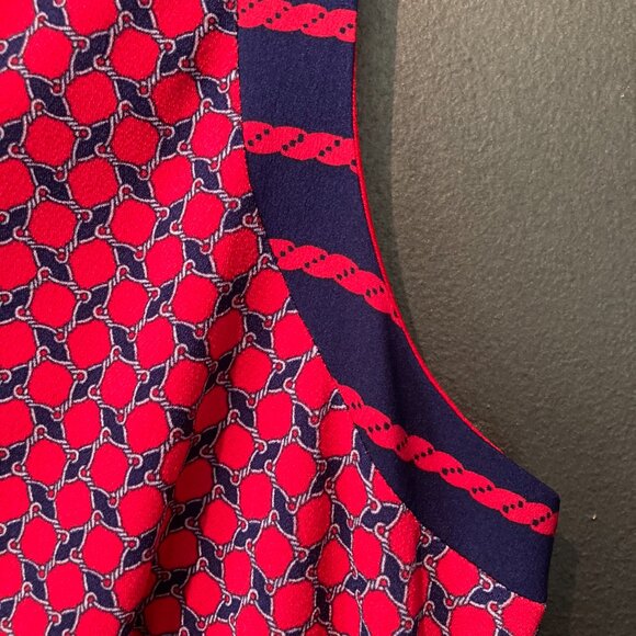 Ann Taylor Nautical Chain Link Dress, Red with Blue chains, Size M - Picture 2 of 7